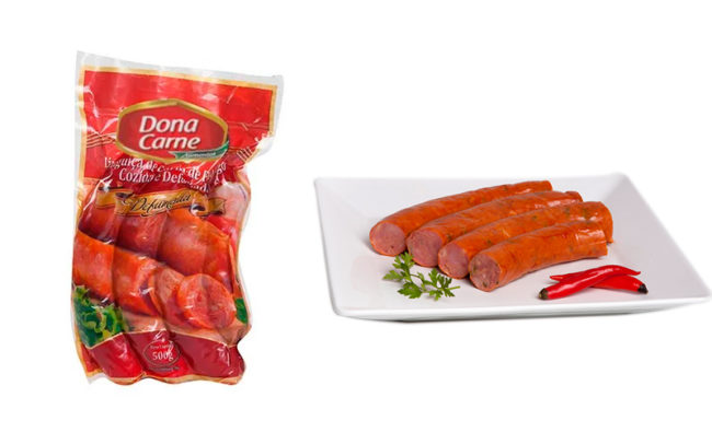 Linguiça de Frango Cozida e Defumada 2,5Kg e 500g