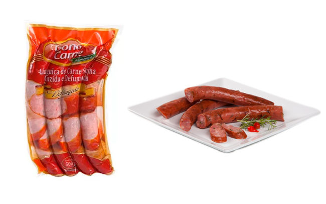 Linguiça Suína Cozida e Defumada 2,5Kg e 500g